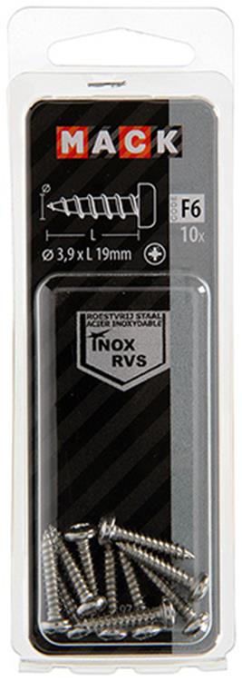 Mack 1019786 - tornillo autorroscante culata A2 10 piezas 3,9 x 19 mm | 10 piezas
