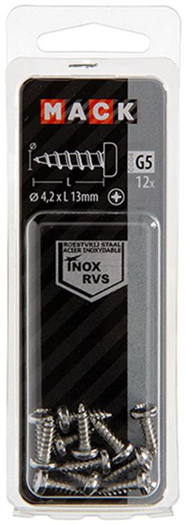 Mack 1019788 - tornillo autorroscante culata A2 12 piezas 4,2 x 13 mm | 10 piezas
