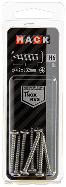 Mack 1019792 - tornillo autorroscante culata a2 8 piezas 4,2 x 32 mm | 10 piezas