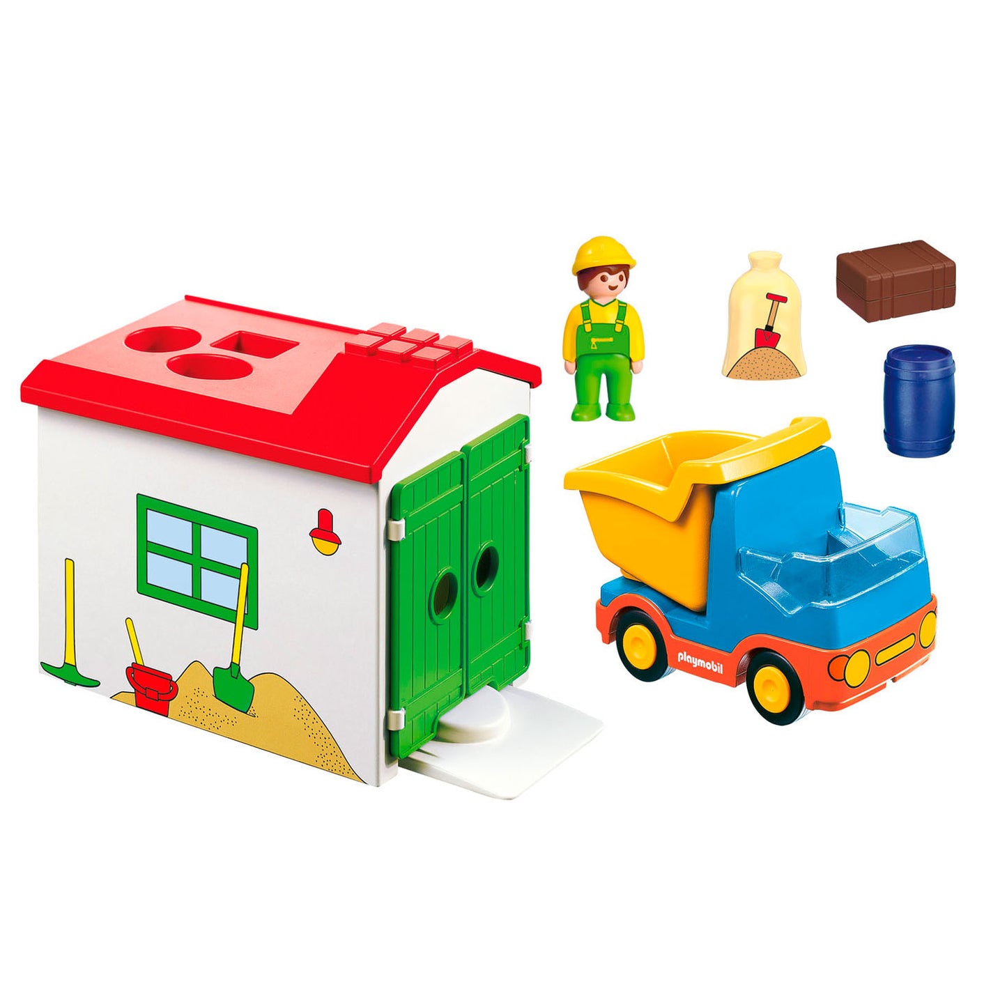 Playmobil 1.2.3. Werkman con il garage di smistamento 70184