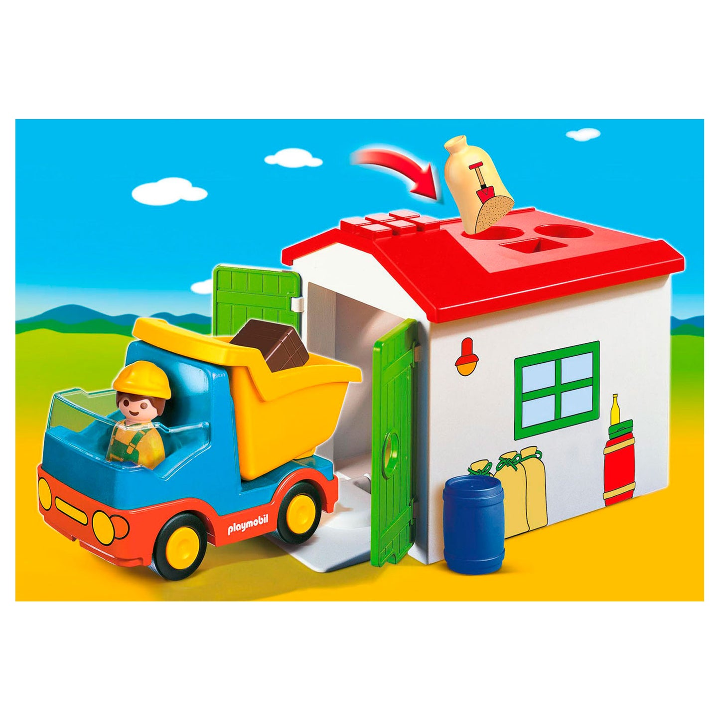 Playmobil 1.2.3. Werkman con il garage di smistamento 70184