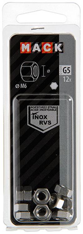 Mack 1019852 - tuerca hexagonal acero inoxidable a2 12 piezas m6 | 10 piezas