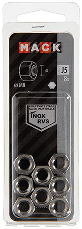Mack 1019853 - tuerca hexagonal acero inoxidable a2 8 piezas m8 | 10 piezas