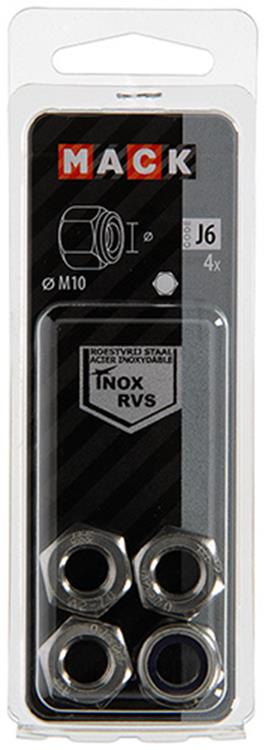 Mack 1019860 - contratuerca hexagonal acero inoxidable a2 4 piezas m 10 | 10 piezas