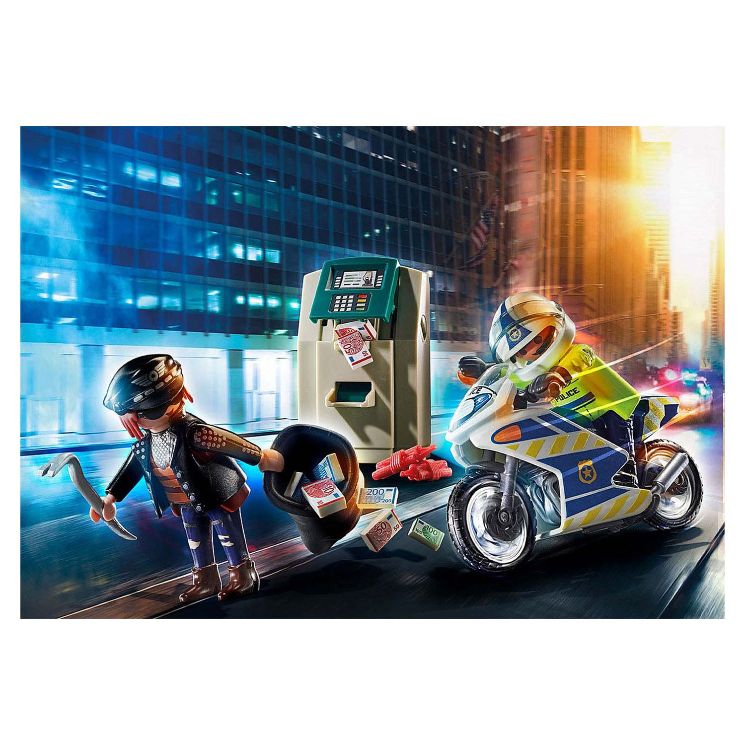 Playmobil city action politiemotor achtervolging van de geldrover - 70572