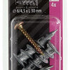 Mack 1017889 - Taco para placa de yeso plt + tornillo zamac 4uds 6 x 38 mm | 10 piezas