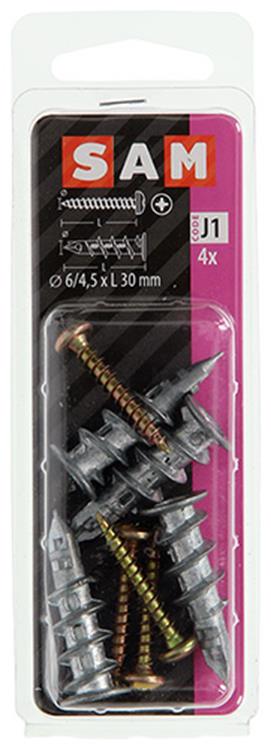 Mack 1017889 - Taco para placa de yeso plt + tornillo zamac 4uds 6 x 38 mm | 10 piezas