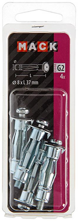 Mack 1017890 - taco de pared hueco de metal galvanizado 4 piezas 8 x37 mm | 10 piezas