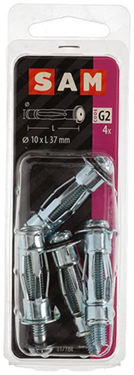 Mack 1017891 - taco de pared hueco de metal galvanizado 4 piezas 10 x 37 mm | 5 piezas
