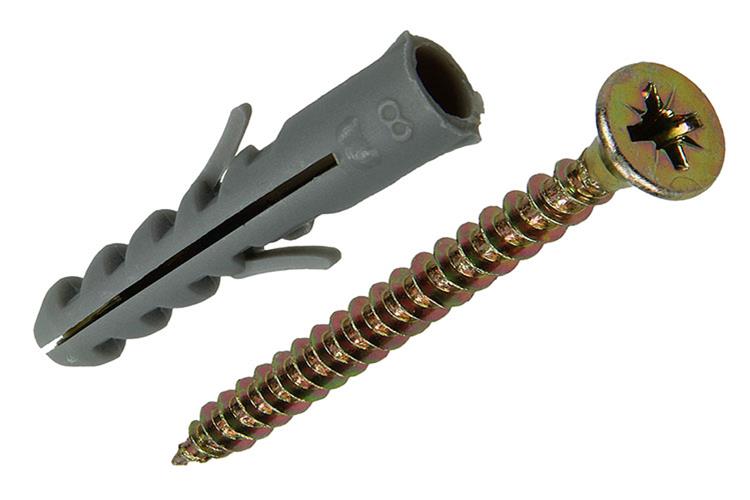 Mack 1017897 - taco + tornillo polietileno 10 uds 8 mm 5,0 x 50 mm | 5 piezas
