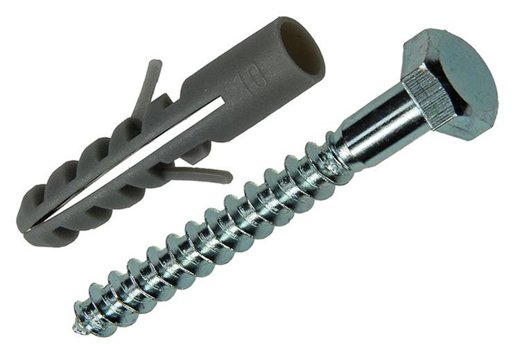 Mack 1017898 - taco + perno rosca madera polieth 4uds 10 mm 7x60 mm | 5 piezas