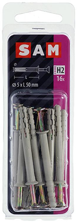 Mack 1017906 - taco clavo de nylon poliamida 16 piezas 5 x 50 mm | 5 piezas