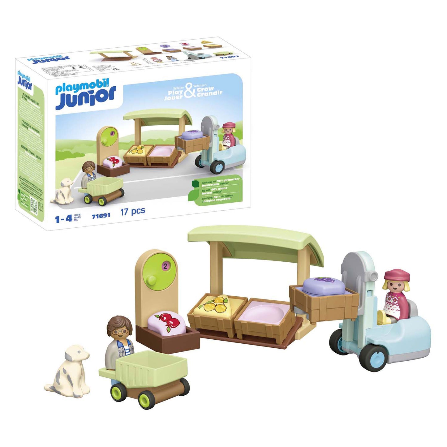 PlayMobil 1.2.3. Pista de mercado orgánico y carretilla elevadora 71691