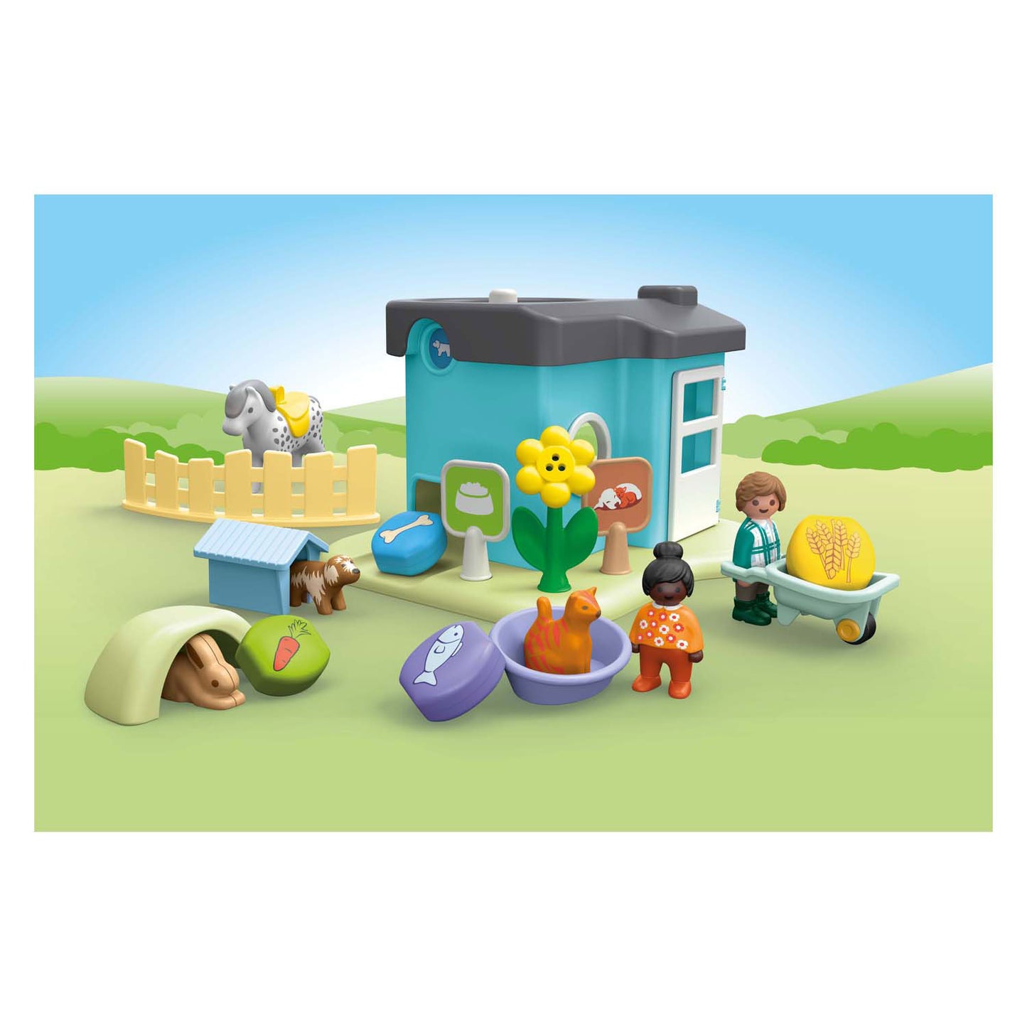 PlayMobil 1.2.3. Pensión animal con máquina de alimentación 71690
