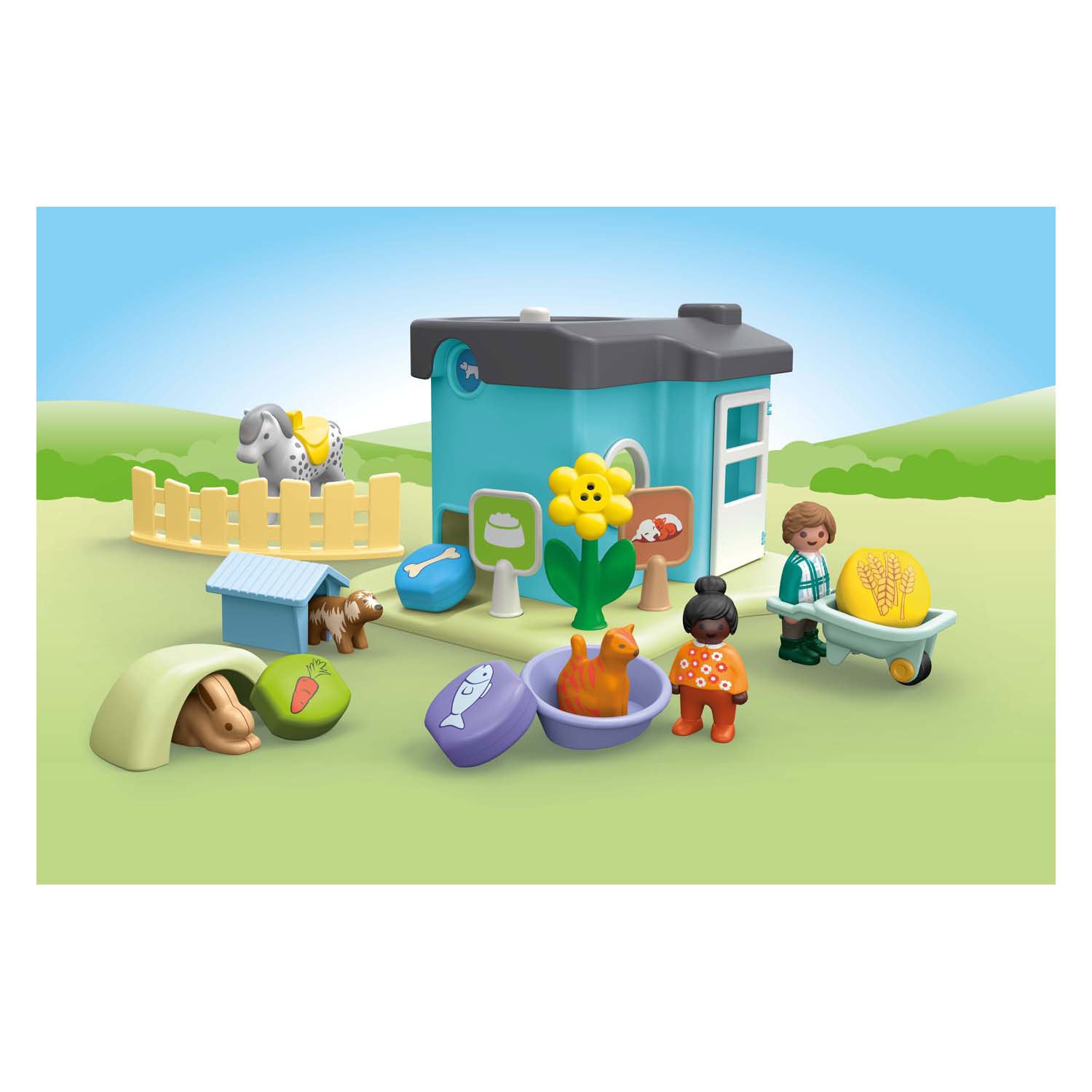 PlayMobil 1.2.3. Pensión animal con máquina de alimentación 71690