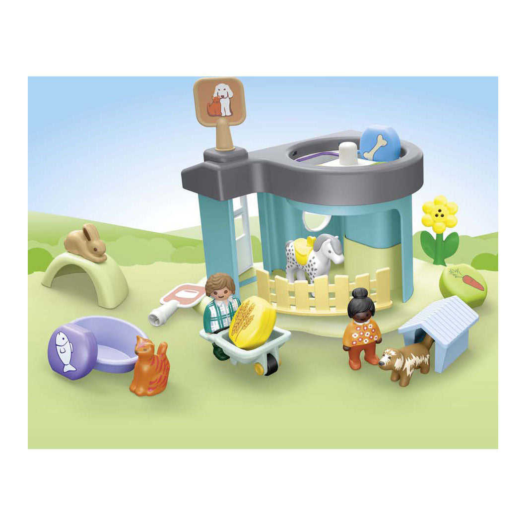 PlayMobil 1.2.3. Pensión animal con máquina de alimentación 71690