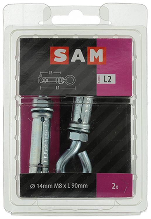 Mack 1019952 - perno cuña ojo de tornillo galvanizado 2 piezas m8x90 14x50 | 5 piezas