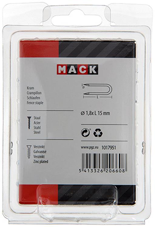 Mack 1017951 - grapa acero galvanizado 250 gr 1,8 x 15 mm | 5 piezas