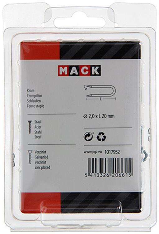 Mack 1017952 - grapa de acero galvanizado 250 gr 2,0 x 20 mm | 5 piezas