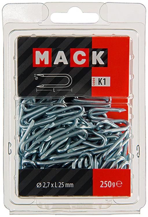 Mack 1017953 - grapa acero galvanizado 250 gr 2,7 x 25 mm | 5 piezas