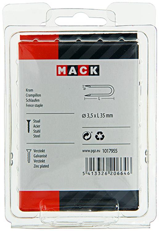 Mack 1017955 - grapa acero galvanizado 250 gr 3,5 x 35 mm | 5 piezas