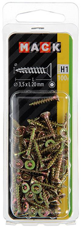 Mack 1018003 - spainplschr.vzkop-automontaje amarillo sat.100 piezas 3,5 x 20 mm | 5 piezas