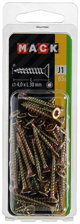 Mack 1018010 - spainplschr.vzkop-automontaje chapado en amarillo 65 piezas 4,0 x 30 mm | 5 piezas