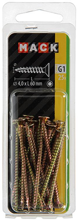 Mack 1018014 - spainplschr.vzkop-automontaje chapado en amarillo 25 piezas 4,0 x 60 mm | 5 piezas