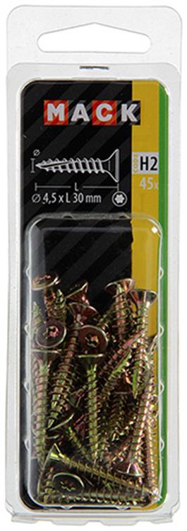 Mack 1018015 - españa plschr.vzkop-automontaje chapado en amarillo 45 piezas 4,5 x 30 mm | 5 piezas