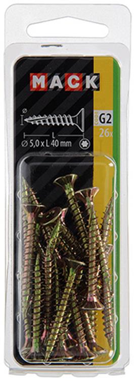 Mack 1018021 - spainplschr.vzkop-automontaje chapado en amarillo 26 piezas 5,0 x 40 mm | 5 piezas