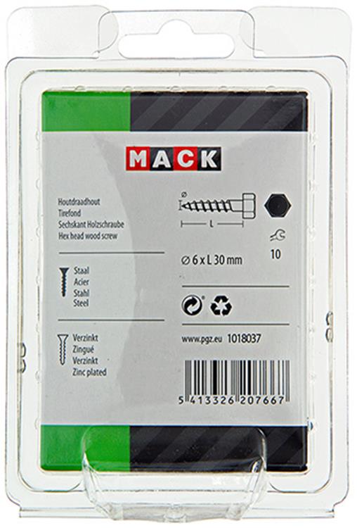 Mack 1018037 - perno rosca madera acero galvanizado 40 piezas 6 x 30 mm | 5 piezas