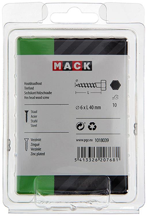 Mack 1018039 - perno rosca madera acero galvanizado 32 piezas 6 x 40 mm | 5 piezas