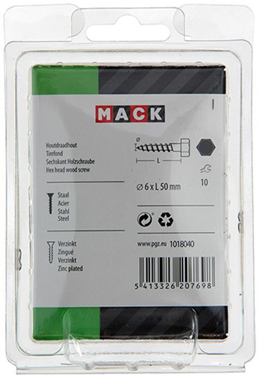 Mack 1018040 - perno roscado para madera acero galvanizado 28 piezas 6 x 50 mm | 5 piezas