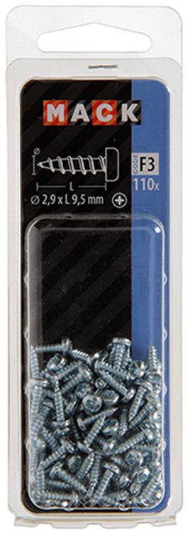 Mack 1018054 - tornillo autorroscante con culata chapada 110 piezas 2,9 x 9,5 mm | 10 piezas