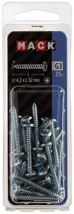 Mack 1018070 - tornillo autorroscante culata galv. 35 piezas 4,2 x 32 mm | 5 piezas
