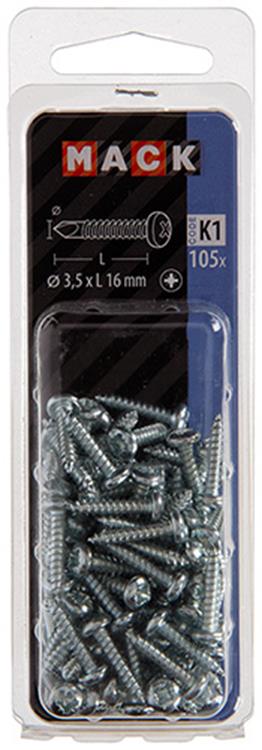 Mack 1018082 - tornillo autoperforante culata chapada 105 uds 3,5 x 16 mm | 5 piezas