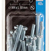 Mack 1018092 - cilindro de tornillo metálico. cabeza + tuerca plateada 40 piezas m4 x 30 mm | 5 piezas