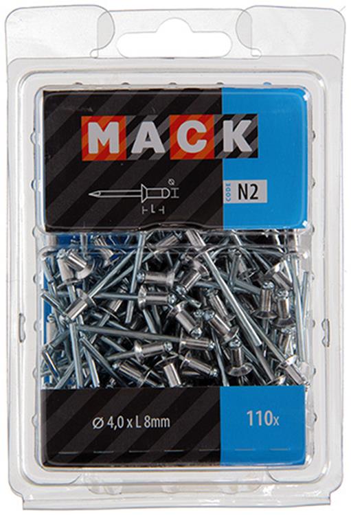 Mack 1020313 - 110 grapas ciegas aluminio 4.0x8mm | 5 piezas