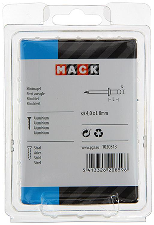 Mack 1020313 - 110 grapas ciegas aluminio 4.0x8mm | 5 piezas