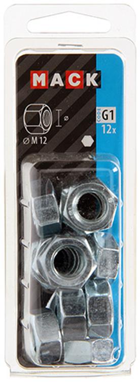 Mack 1018113 - tuerca hexagonal acero galvanizado 12 piezas m 12 | 5 piezas