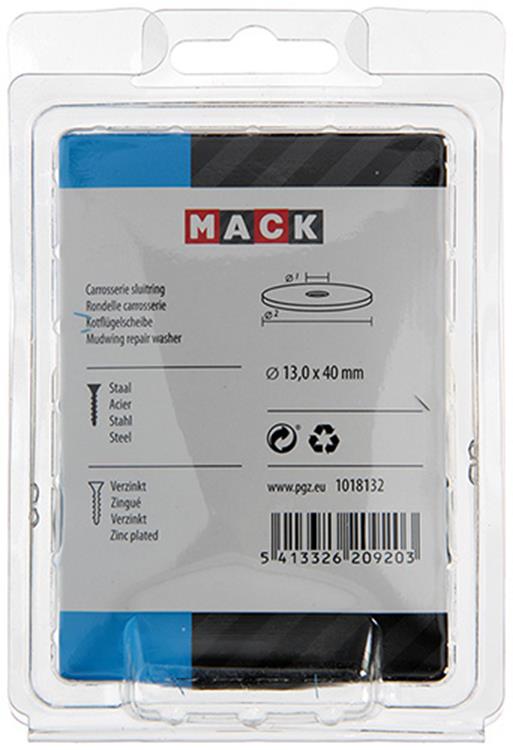 Mack 1018132 - arandela de carrocería galvanizada20 piezas 13,0 x 40 mm | 5 piezas