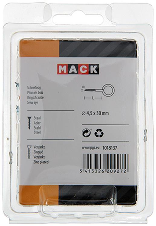 Mack 1018137 - ojo de tornillo acero galvanizado 25 piezas 4,5 x 30 mm | 5 piezas
