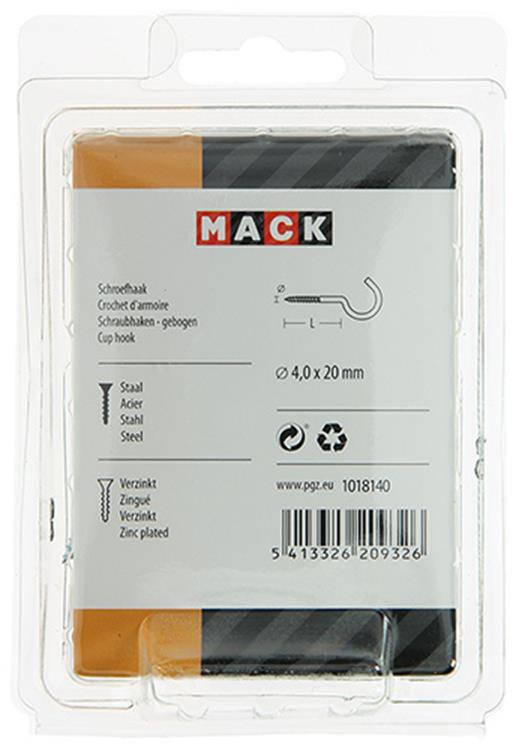 Mack 1018140 - gancho de tornillo acero galvanizado 35 piezas 4,0 x 20 mm | 5 piezas