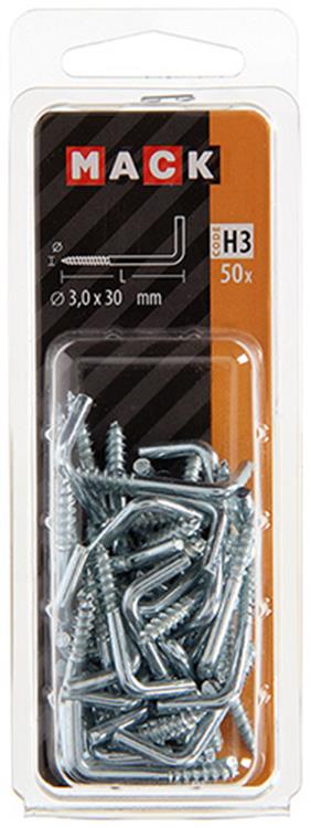 Mack 1018142 - tornillo pulgar acero galvanizado 50 piezas 3,0 x 30 mm | 5 piezas