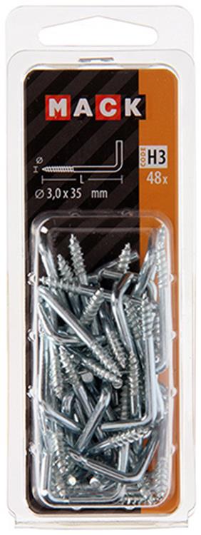 Mack 1018143 - tornillo pulgar acero galvanizado 48 piezas 3,0 x 35 mm | 5 piezas