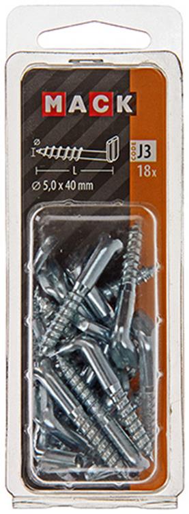 Mack 1018149 - tornillo pulgar con ranura galvanizado 18 piezas 5,0 x 40 mm | 5 piezas