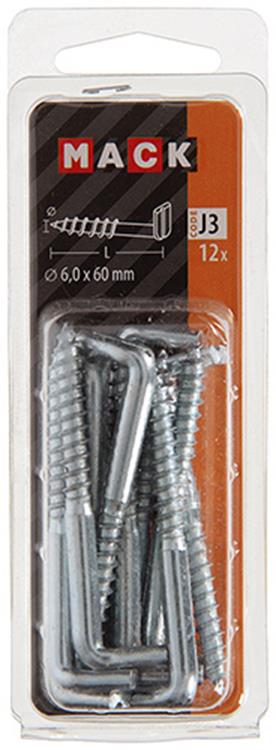 Mack 1018151 - tornillo pulgar con ranura galvanizado 12 piezas 6,0 x 60 mm | 5 piezas