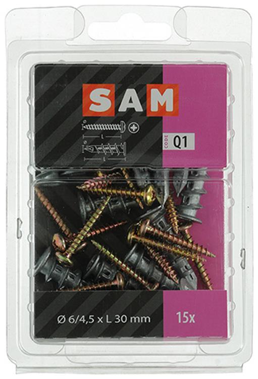 Mack 1018161 - taco para placas de yeso + tornillo. zamac 15uds 6 x 38 mm | 5 piezas