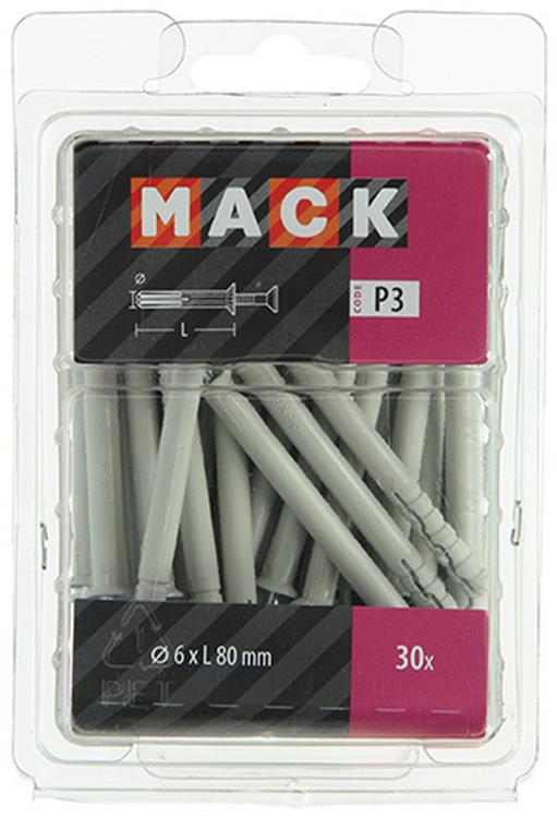 Mack 1018166 - taco clavo de nylon poliamida 30 piezas 6 x 80 mm | 3 piezas