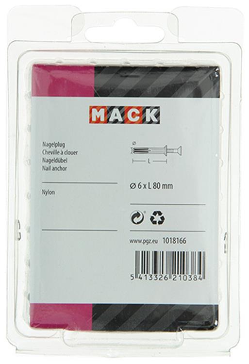 Mack 1018166 - taco clavo de nylon poliamida 30 piezas 6 x 80 mm | 3 piezas